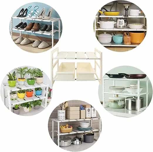 Étagère de rangement sous évier, extensible et réglable, pour la cuisine et la salle de bain