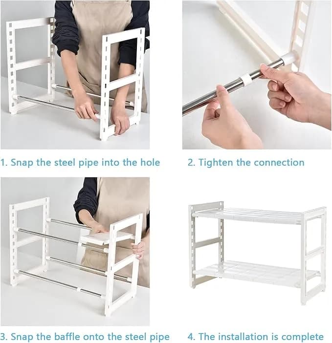 Thumbnail for Étagère de rangement sous évier, extensible et réglable, pour la cuisine et la salle de bain