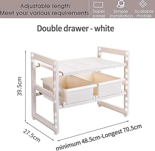 Thumbnail for Étagère de rangement sous évier, extensible et réglable, pour la cuisine et la salle de bain