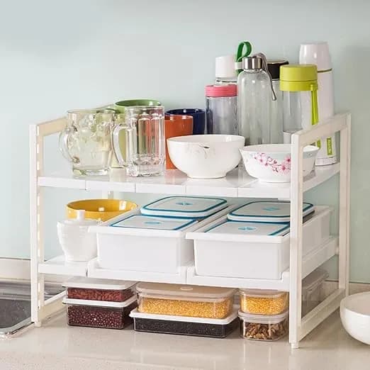 Thumbnail for Étagère de rangement sous évier, extensible et réglable, pour la cuisine et la salle de bain